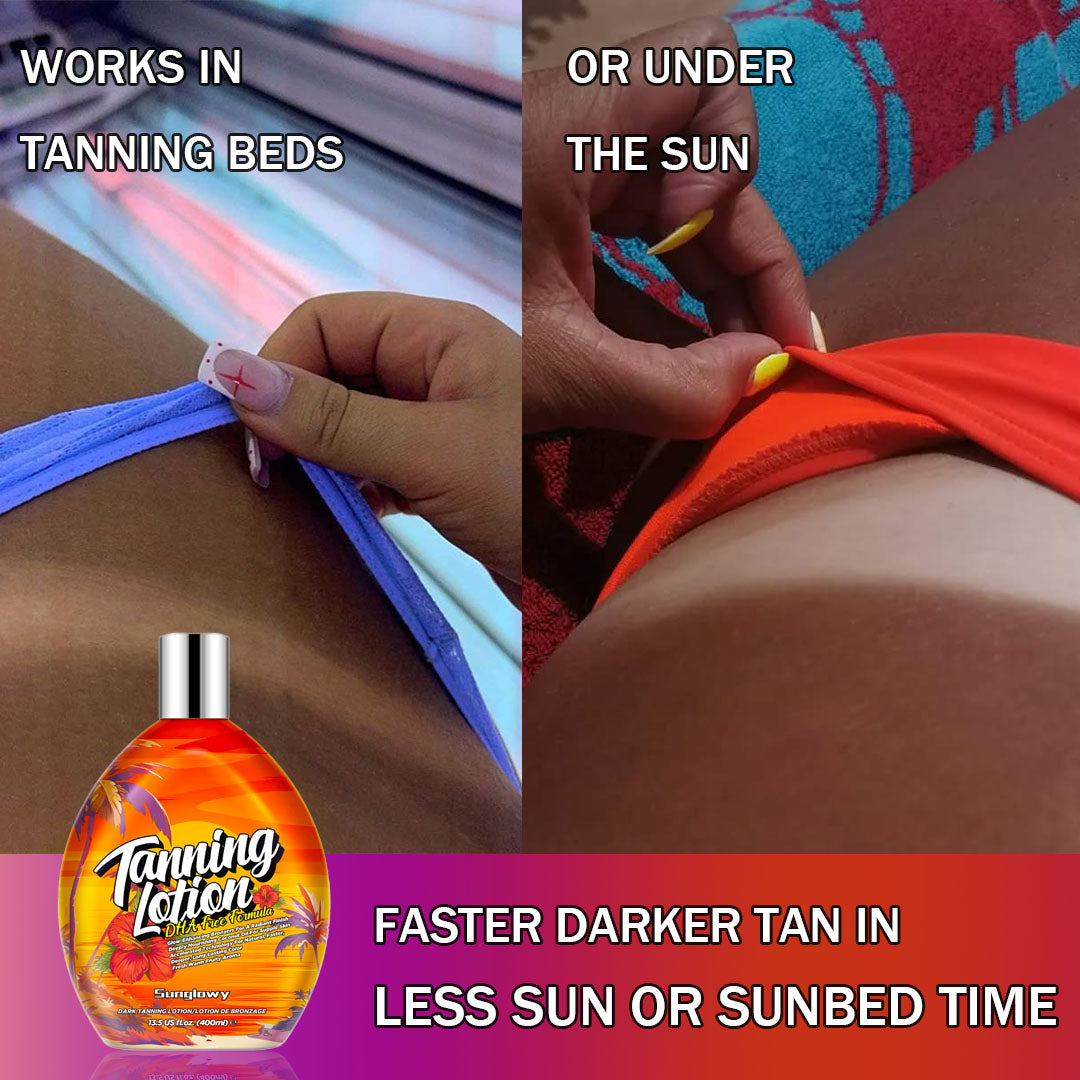 Sunglowy Tanning Lotion Accelerator for Indoor Tanning Bed Cream to Get Dark Fast Tan, Sunbed Lotion w/Tattoo Protecting Formula, Grape, DHA Free, 13.5oz