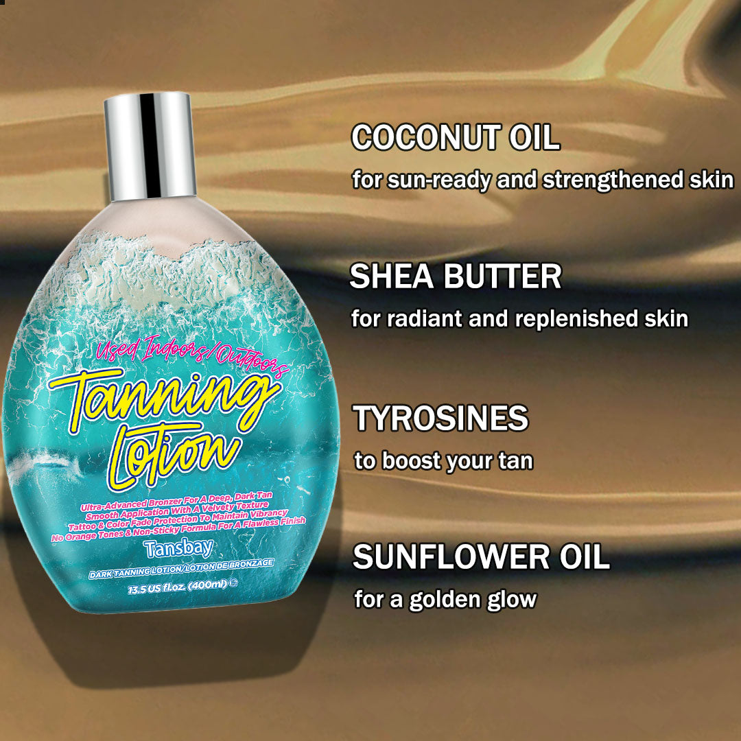 Tansbay Tanning Bed Lotion Accelerator, Indoor Tanning Lotion For Tanning Beds Bronzer W/Coconut Oil, Bronzing Sunbed Tanning Cream For Outdoor Sun, DHA Free, 13.5oz