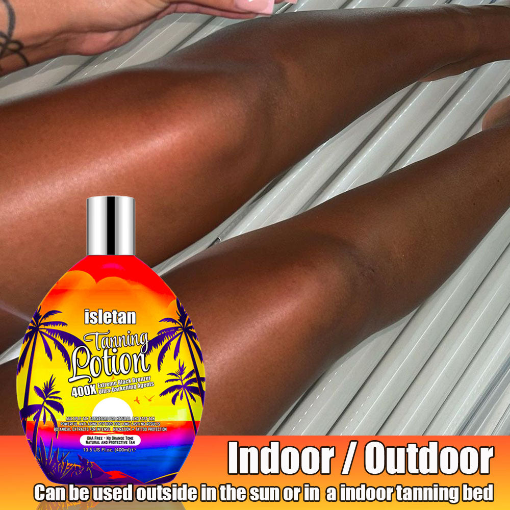 isletan Bronzing Tanning Lotion For Indoor Tanning Beds With Bronzer And Accelerator & DHA Free Formula, Indoor Tanning Bed Lotion For Outdoor Sun, Sunbed Lotion Accelerator For Tattoos, Pineapple, 13.5oz