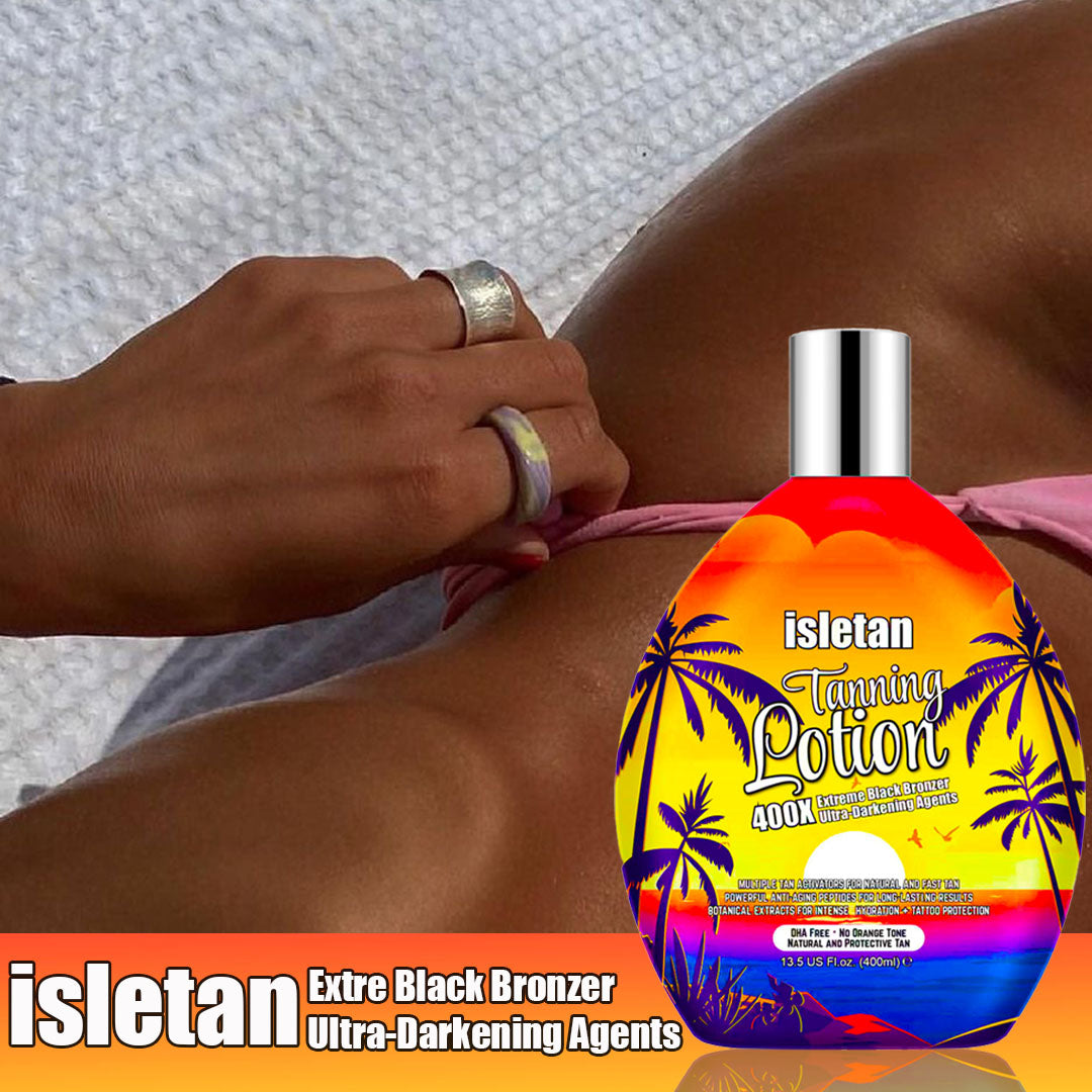 isletan Bronzing Tanning Lotion For Indoor Tanning Beds With Bronzer And Accelerator & DHA Free Formula, Indoor Tanning Bed Lotion For Outdoor Sun, Sunbed Lotion Accelerator For Tattoos, Pineapple, 13.5oz