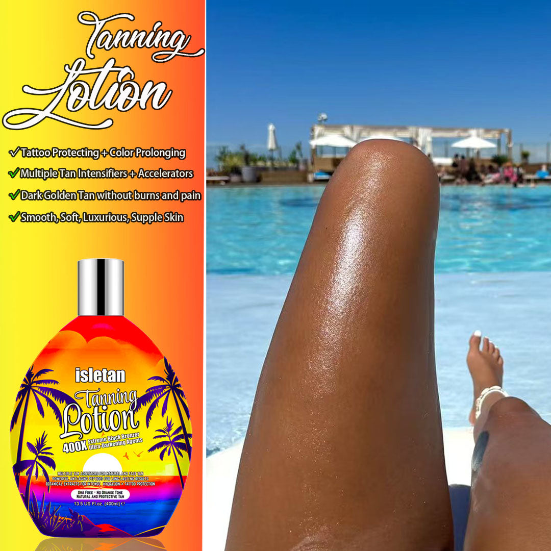 isletan Bronzing Tanning Lotion For Indoor Tanning Beds With Bronzer And Accelerator & DHA Free Formula, Indoor Tanning Bed Lotion For Outdoor Sun, Sunbed Lotion Accelerator For Tattoos, Pineapple, 13.5oz