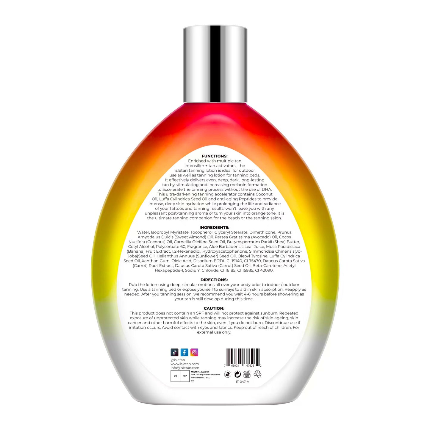 isletan Bronzing Tanning Lotion For Indoor Tanning Beds With Bronzer And Accelerator & DHA Free Formula, Indoor Tanning Bed Lotion For Outdoor Sun, Sunbed Lotion Accelerator For Tattoos, Pineapple, 13.5oz