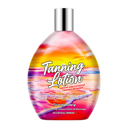 Sunglowy Bronzing Brown Lotion for Indoor Tanning Beds Lotions with Bronzer and Accelerator, Indoor Outdoor Suntan Lotion for Sunbeds w/Tattoo Protecting Formula, DHA Free, 13.5oz
