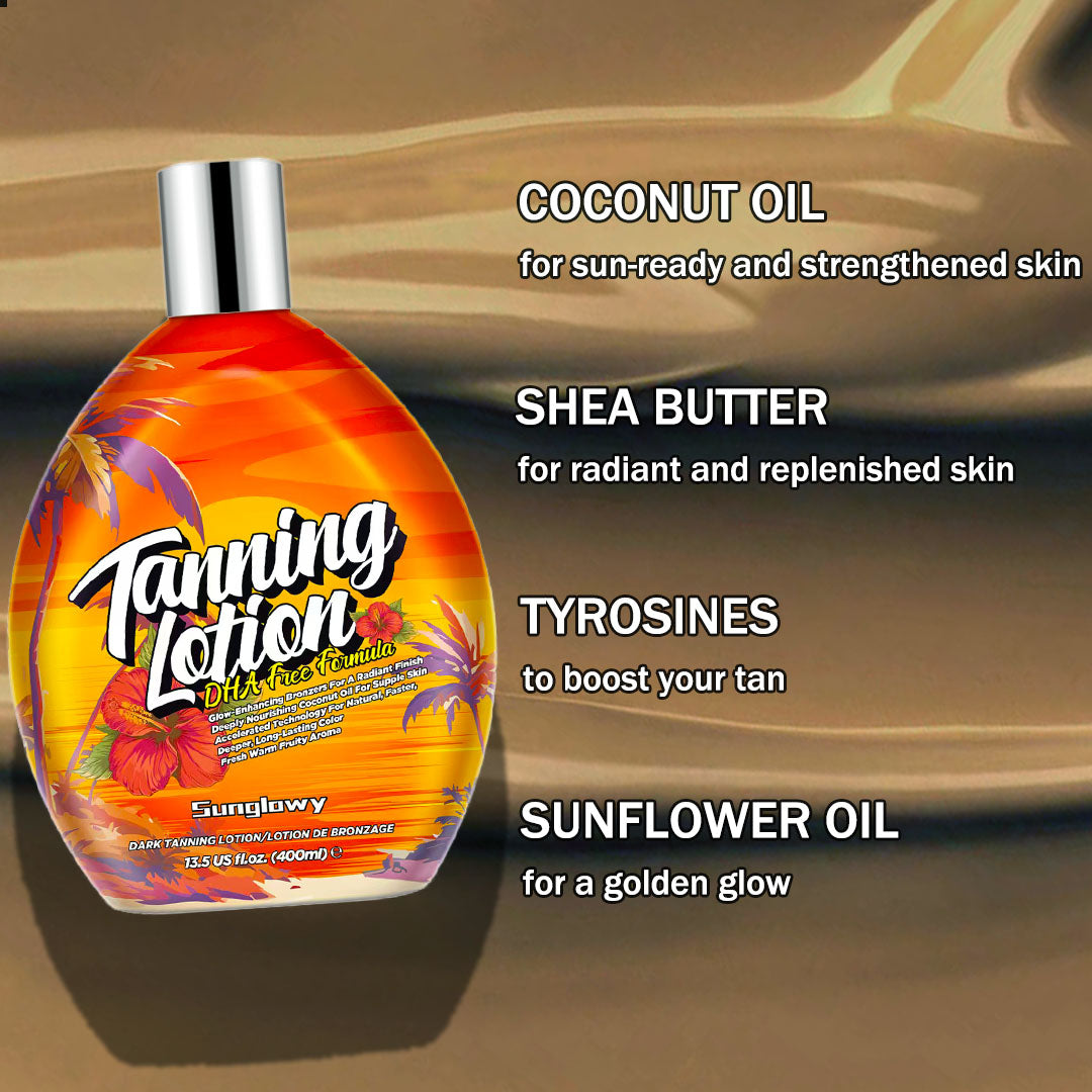 Sunglowy  Tanning Lotion Accelerator for Indoor Tanning Bed Cream to Get Dark Fast Tan, Sunbed Lotion w/Tattoo Protecting Formula, Grape, DHA Free, 13.5oz